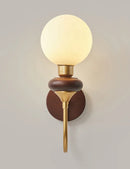 Axyaa Neoclassical Wood Wall Sconce with High CRI Japanese Glass Bedside Lamp