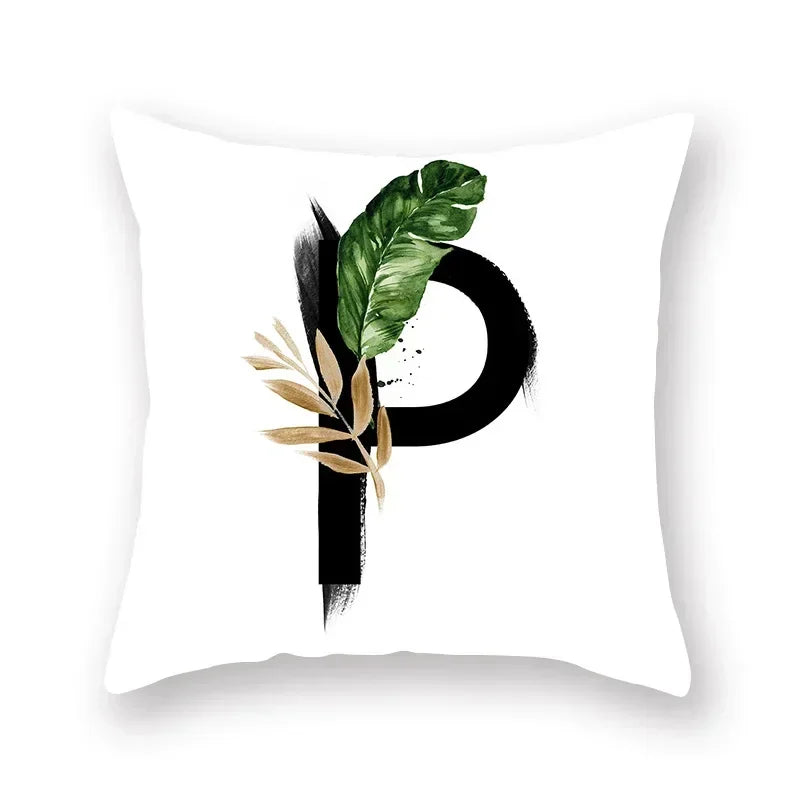 Floral Alphabet Pillow Case by Axyaa: Home & Car Decorative Cushion Cover