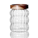 Axyaa Striped Glass Airtight Canister for Kitchen Storage - Coffee Beans, Grains, Candy Jar