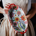 Axyaa Butterfly Love Flower Ceramic Fish Dinner Plate Oval Household Set