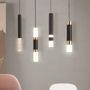 Axyaa Crystal Cylinder Pendant Chandelier: Modern Nordic Lighting Fixture for Kitchen, Dining Room