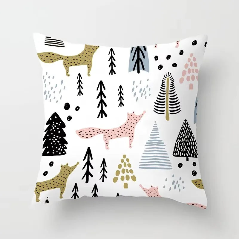 Axyaa Cartoon Animal Cushion Cover 45*45 Sofa Pillowcase Decorative Throw Pillow