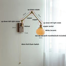 Axyaa Walnut Wood Swing Arm LED Wall Lamps - Nordic Modern Design