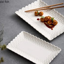 Axyaa Relief Flower Ceramic Sushi Plate Set