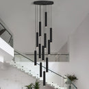 Axyaa Modern LED Crystal Chandelier for Staircases, Nordic Black Indoor Long Hanging Light