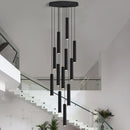 LED Crystal Staircase Chandelier by Axyaa: Black Nordic Design Long Hanging Lamp