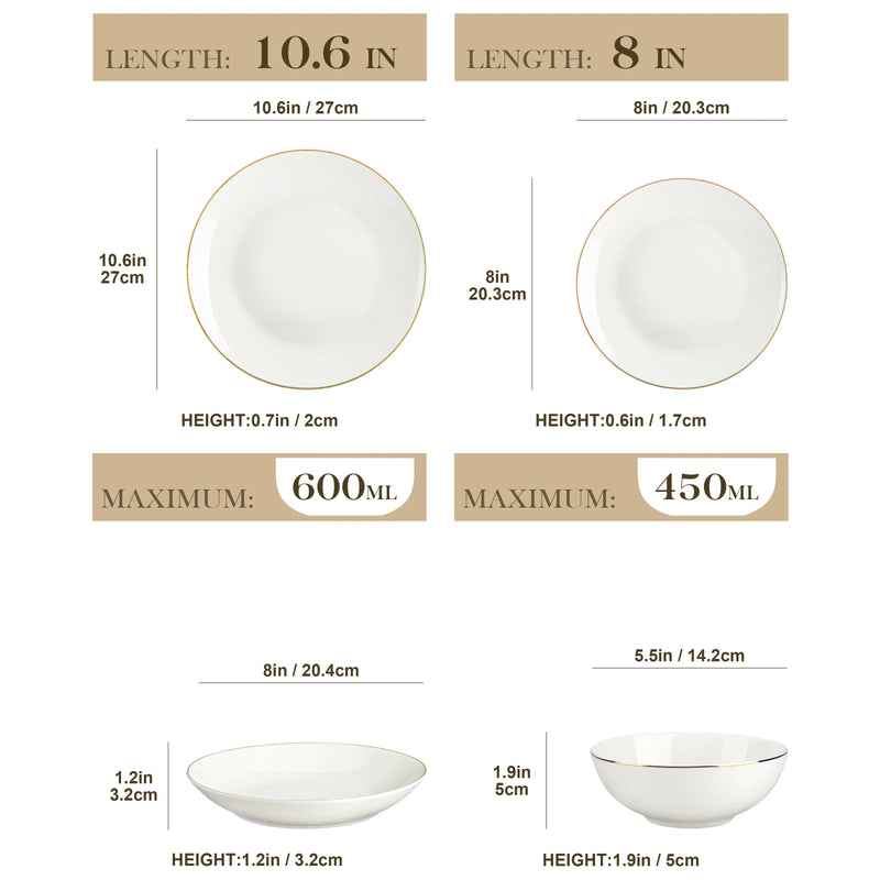 Axya JERA 32-Piece White Porcelain Tableware Set for 8