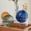 Axyaa Vintage Glass Vase for Tabletop Plants and Flower Arrangements
