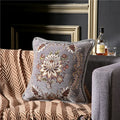 Axyaa European Mirror Floral Jacquard Pillow Case in Brown, Ivory & Blue