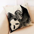 Axyaa Panda Linen Pillowcase 45*45cm - Office Sofa Decor Sans Car Cushion Cover