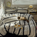 Axyaa Cartoon Washed Cotton Towel Embroidered Bedding Set - 4-Piece