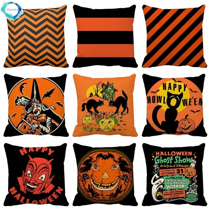 Halloween Cartoon Pumpkin Bat Ghost Pillowcase for Axyaa Home Decoration