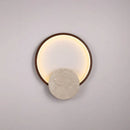 Axyaa Round Stone LED Wall Light Dark Wood Dimmable Indoor Sconce