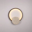 Axyaa Natural Stone LED Wall Light Round Dark Wood Dimmable Indoor Sconce