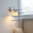 Axyaa Wood Canopy LED Wall Lights Amber Glass Sconce Nordic Modern Bedside Lamp