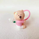 Axyaa Bear Silicone Straw Covers for 7-8mm Cups Cute Cartoon Cap