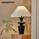 Axyaa Solid Wood Fabric Desk Lamp LED Lighting Elegant Design