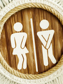 Axyaa Macrame Toilet Sign Wall Decor, Men & Women Bathroom Symbol Plaque