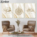 Ayatul Kursi Golden Marble Islamic Canvas Print by Axyaa - Home Decor & Wall Art