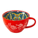 Axyaa 400ml Bohemian Ceramic Mugs for Coffee, Milk, Oatmeal, Microwaveable