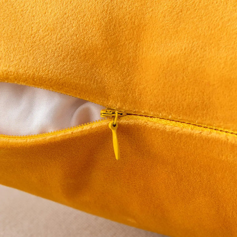 Axyaa Velvet Pillow Cover: Orange & Yellow Nordic Style Soft Sofa Cushion