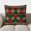 Axyaa Christmas Plaid & Leaf Pattern Pillow Cover for Sofa, Bedroom, Car - Home Decor