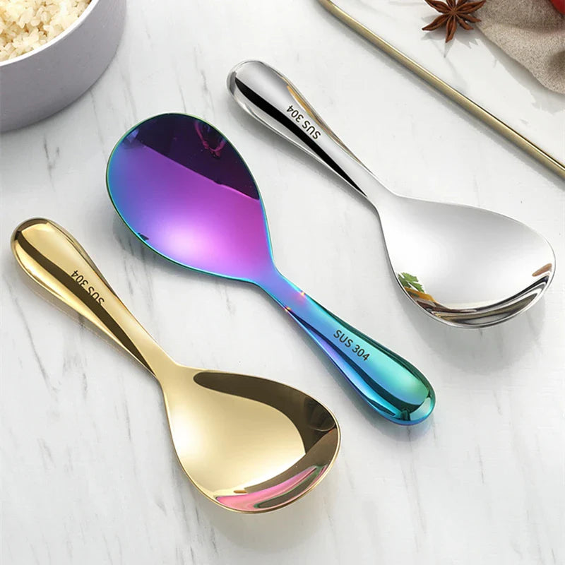 Axyaa Stainless Steel Long Handle Rice Spoon Home Kitchen Utensil