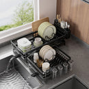 Adjustable Kitchen Drying Rack Organizer for Bowls & Plates - Axyaa Storage Shelf