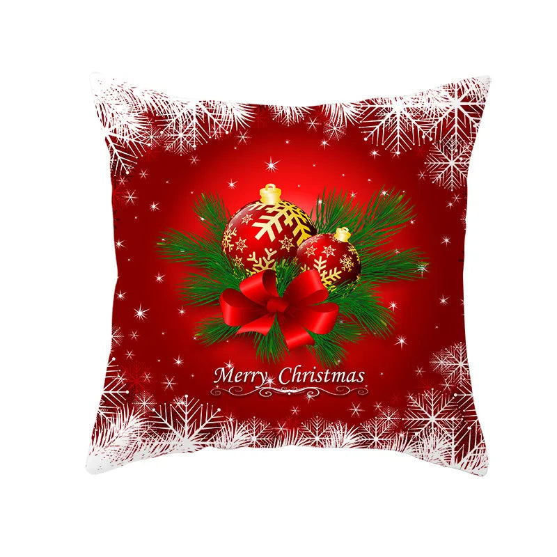 Axyaa Christmas Gift Pillowcase Red Print Cushion Cover for Home Sofa