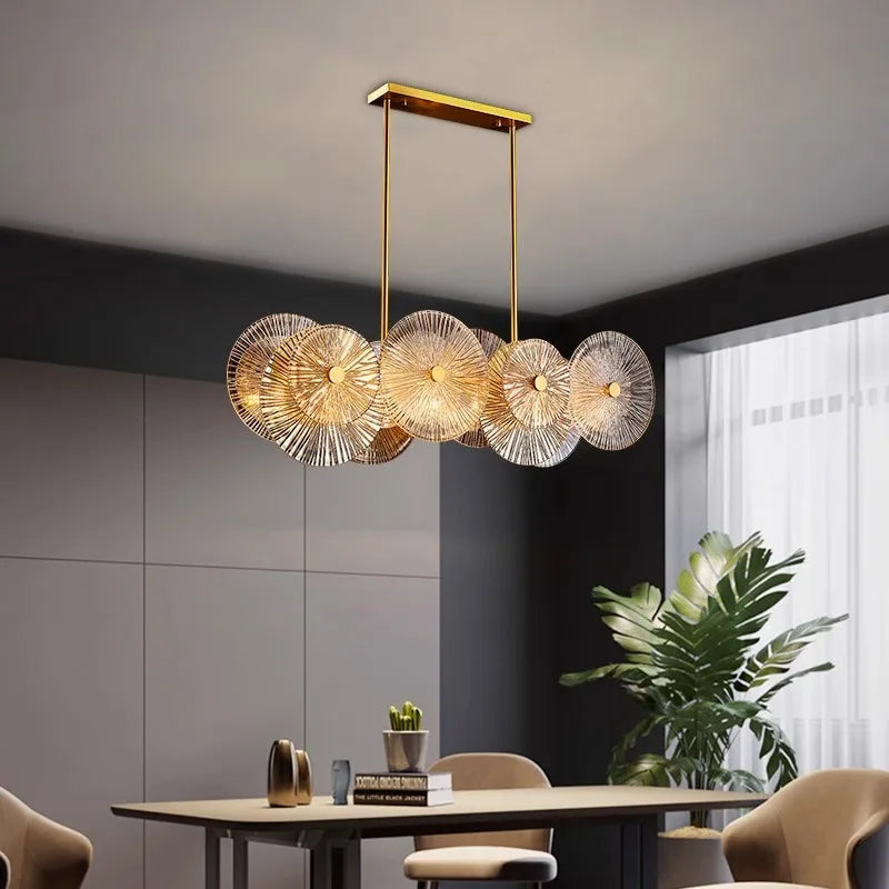 Luxury Lustre Glass Chandelier: Axyaa LED Pendant Lamp for Living, Dining & Bedroom.