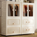 Axyaa Multi-Tier Storage Cabinet, Heavy-Duty Organizer with Rollers, Single/Double Door Design