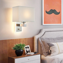 Axyaa Fabric Square Wall Lamp: LED Bedroom Retro Light for Home Hallway Dcor