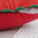 Axyaa Christmas Letter Print Fleece Pillow Cover with Curved Lace - Home Decor