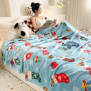 Axyaa Christmas Flannel Blanket with Xmas Tree Stocking Print, Soft Fleece Plush Bed Cover
