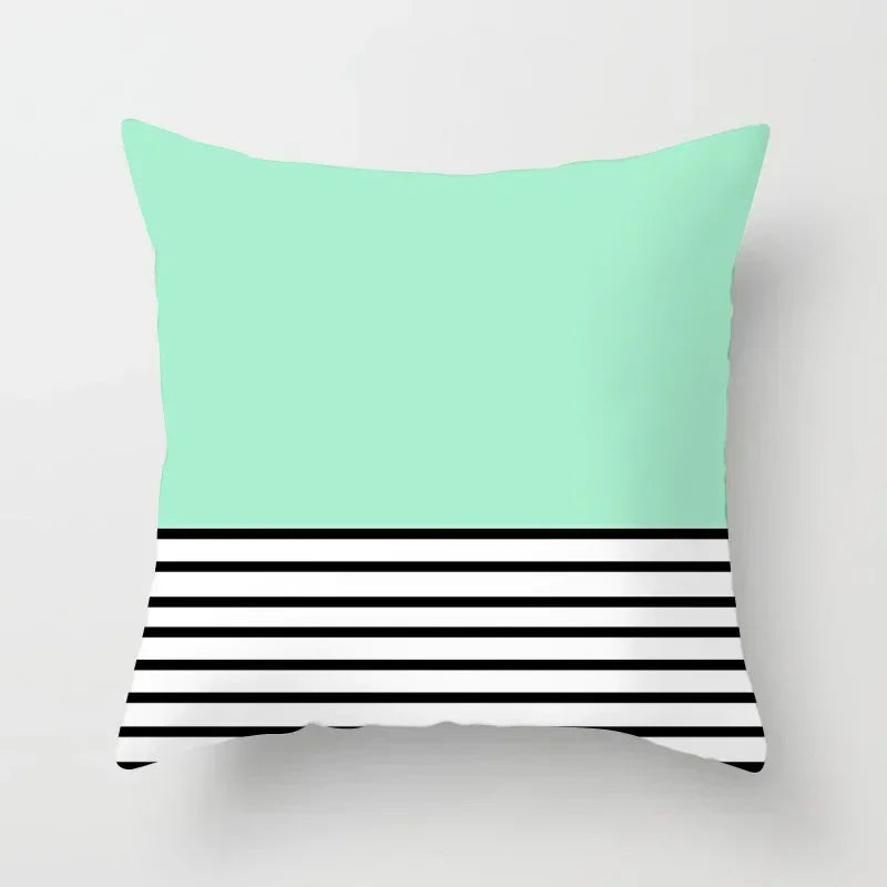 Light Blue Green Mint Geometric Print Boho Pillowcase Set by Axyaa