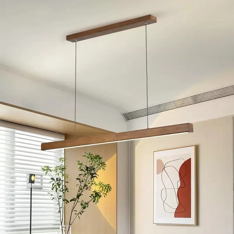Axyaa Nordic LED Pendant Light - Modern Wooden Strip Hanging Lamp