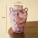 Axyaa Hand-painted Rose Flower Ceramic Vase for Home Decoration