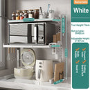 Axyaa Retractable Microwave Oven Storage Rack Adjustable Seasoning Shelf Counter Organizer