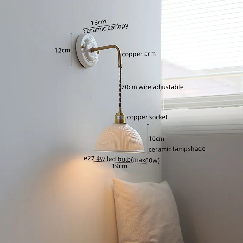 Axyaa Nordic Ceramic LED Wall Lights for Bedroom Living Room Decoration