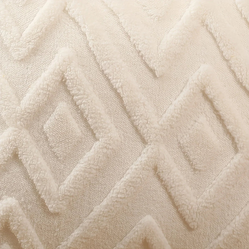 Axyaa Snowflake Velvet Cream White Pillow Cover, Rhombus Pattern for Home Decor