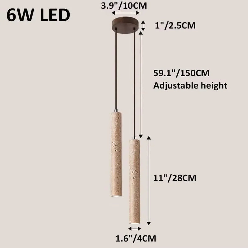 Axyaa Wood Tube Pendant Chandelier Japanese Style Modern G9 LED Bedroom Lamp