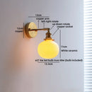 Axyaa Ceramic Gold Brass Wall Light Indoor Switch Modern Nordic LED Bedside Lamp