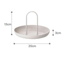 Axyaa Nordic White Round Jewelry Tray with Handle for Stylish Storage