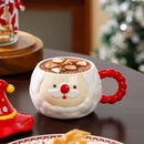Axyaa Santa Claus Ceramic Mug with Lid and Elf Cap