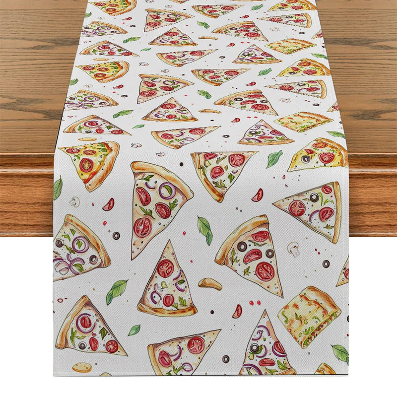 Vibrant Pizza Table Runner by Axyaa: Kitchen, Dining, Living Room Decor