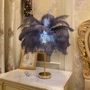 Axyaa Rechargeable Ostrich Feather Table Lamp: Nordic Romantic Night Light for Cozy Bedroom