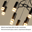 Axyaa Modern LED Chandelier: Black Pendant Lighting for Living Room, Restaurant, Bedroom Kitchen
