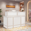 Axyaa Rustic Front Reception Desk, 57-Inch Boho Welcome Checkout Counter for Office