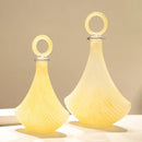 Axyaa Geometric Yellow Glass Vase with Cover for Home Decor