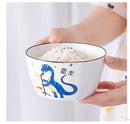 Axyaa Dinosaur Ceramic Rice Bowl 5" Cute Cartoon Soup Bowl for Children's Tableware